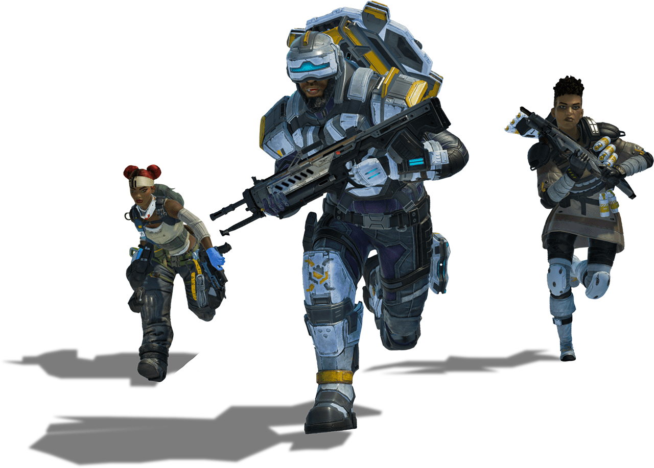 Action shot of characters from Apex Legends