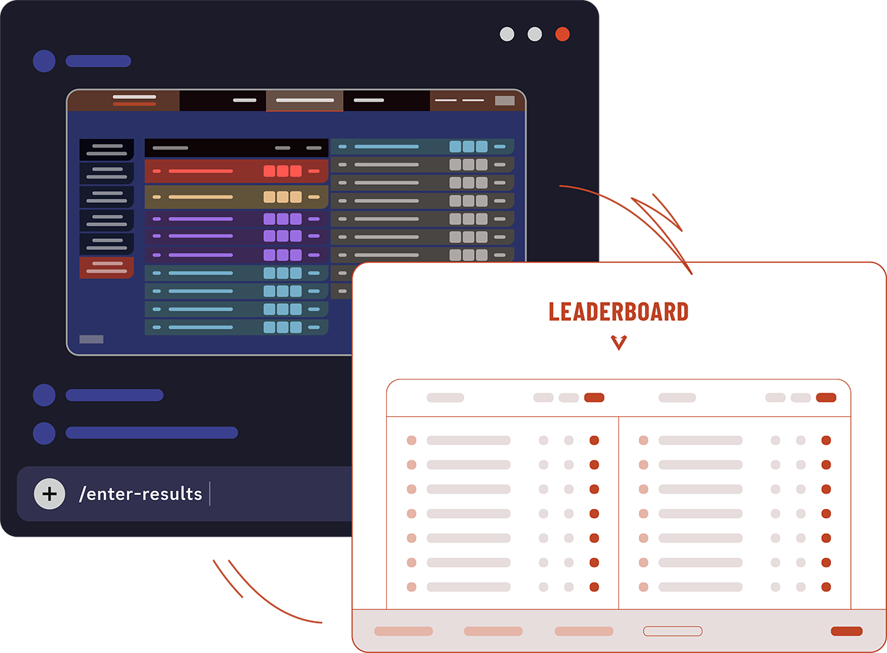 Illustration of an Apex results screenshot being converted into a formatted leaderboard